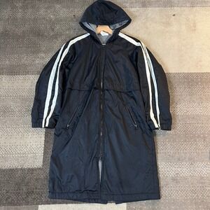 Speedo Womens Medium Black Fleece Lined Hooded Swim Warm Up Parka Coat Jacket